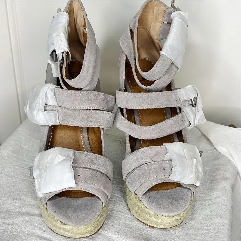 Kelsi Dagger Griselda Suede Espadrille Gray Size 7 New